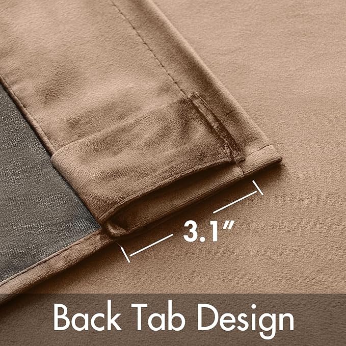 MIULEE Blush Beige Velvet Curtains 90 inches - Image 3