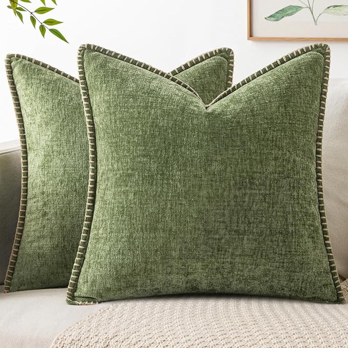MIULEE Pack of 2 Couch Throw Pillow Covers 20x20 Inch Sage Green Farmhouse by MIULEE