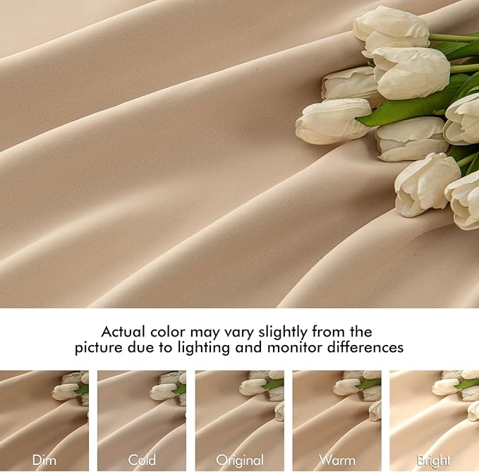 MIULEE Back Tab Beige Curtains 96 Inch Long 2 Panels Set - Image 8
