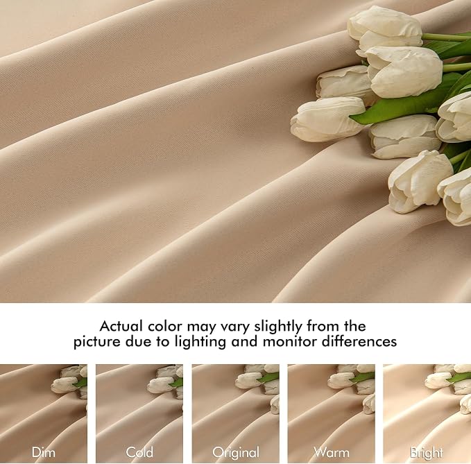 MIULEE Back Tab Beige Curtains 120 Inch Long 2 Panels Set - Image 8