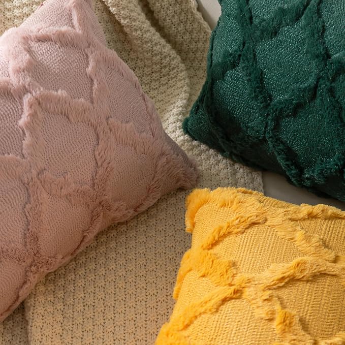 Set of 2 Soft Moroccan Throw Pillow Covers 20x20 Inch Plush Boho Decorative - Image 5