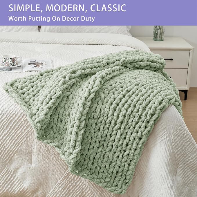 Bigacogo Chunky Knit Throw Blanket - Image 3
