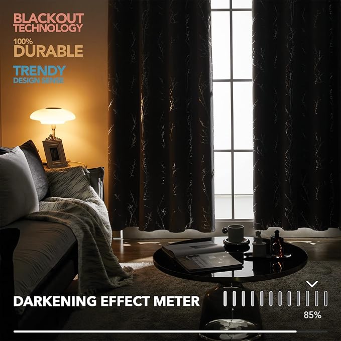 Deconovo Blackout Curtains Grey, Thermal Insulated Soundproof Drapes, 42 x 54 - Image 7