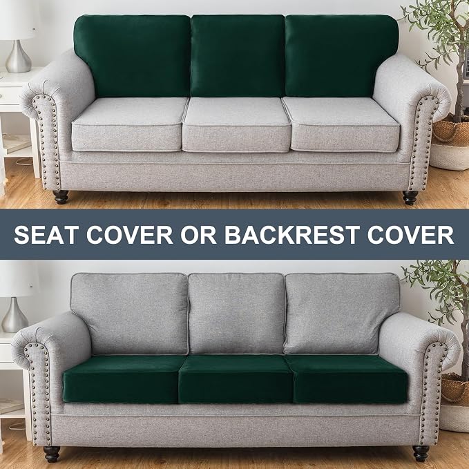 Couch Cover Stretch Velvet Sofa Cushion Cover 3-Piece - Image 4