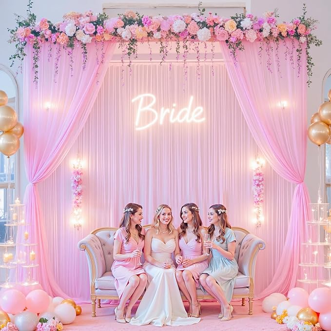 10ft x 15ft Pink Tulle Backdrop Curtain - Image 3