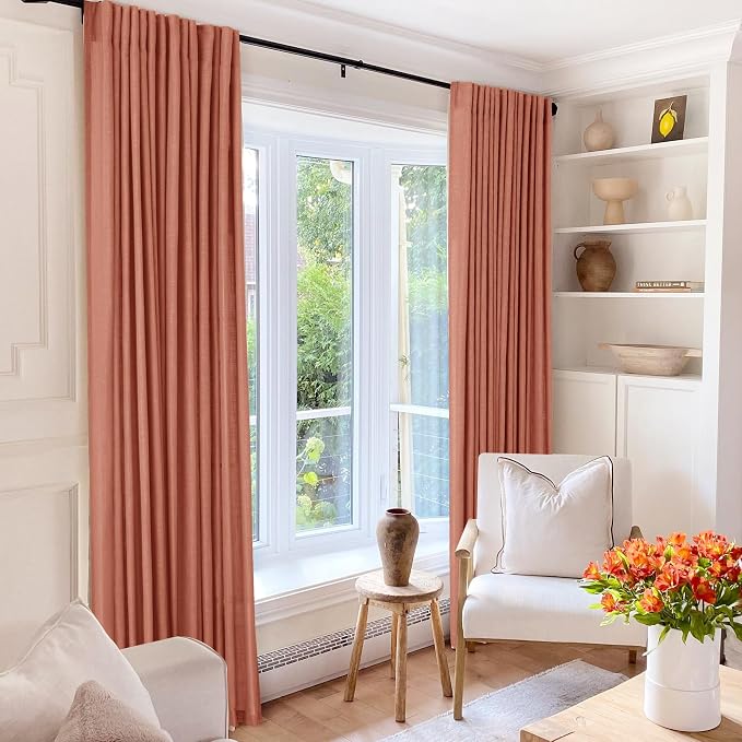 80 inch Linen Terracotta Curtains 2 Panels - Image 6