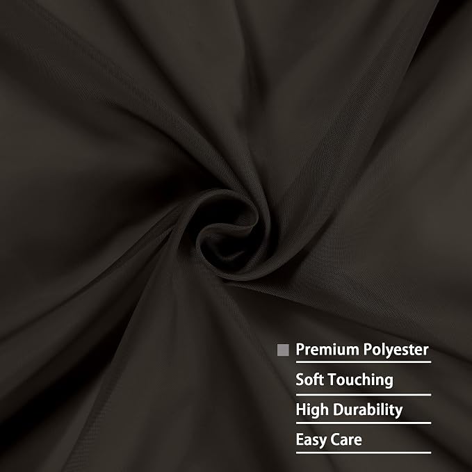 OWENIE Chocolate Sheer Curtains 96 Inch Length, Elegant Sheer Curtains - Image 5