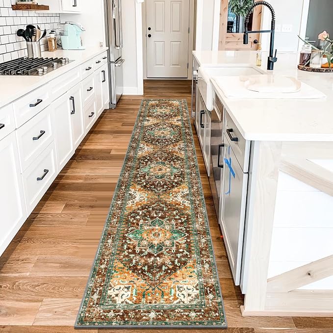 Yamaziot Washable Runner Rug, 2x10 Non-Slip Boho Vintage Hallway Rug Runner - Image 8