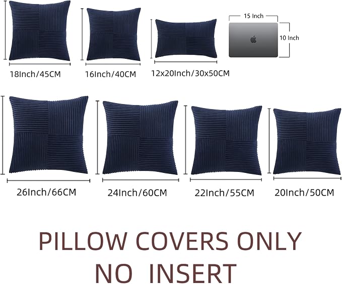 Fancy Homi 2 Packs Navy Blue Euro Decorative Throw Pillow Covers 28x28 Inch - Image 7