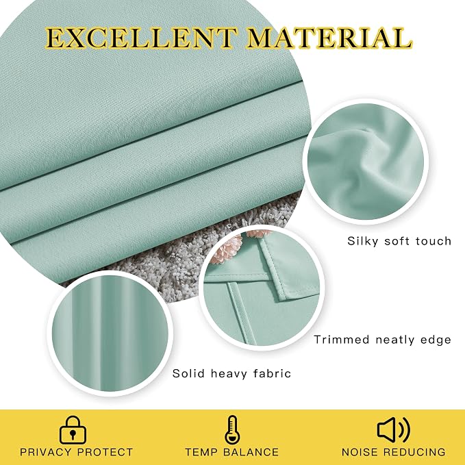 NICETOWN Seafoam Green Blackout Curtains 90 inches Long, Grommet Thermal - Image 3