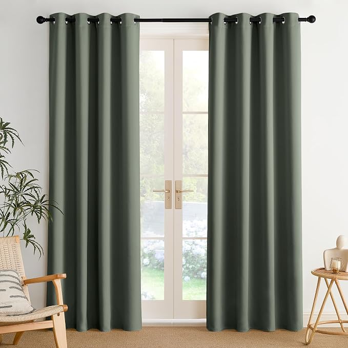 NICETOWN Room Darkening Draperies Curtains Panels, 2 Panels Dark Mallard W52 x by NICETOWN