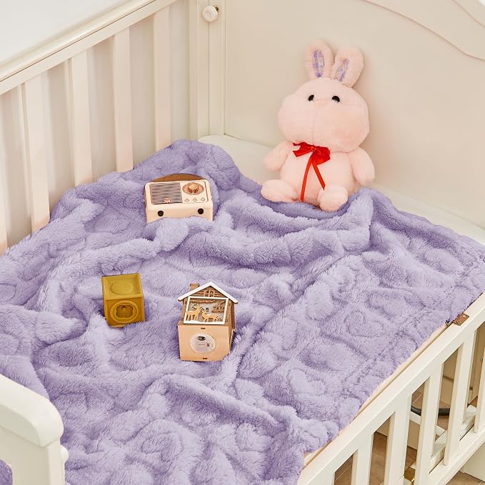 Yurhap Fleece Baby Blanket Heart Checkered Blanket, Ultra Soft Cozy Baby - Image 4