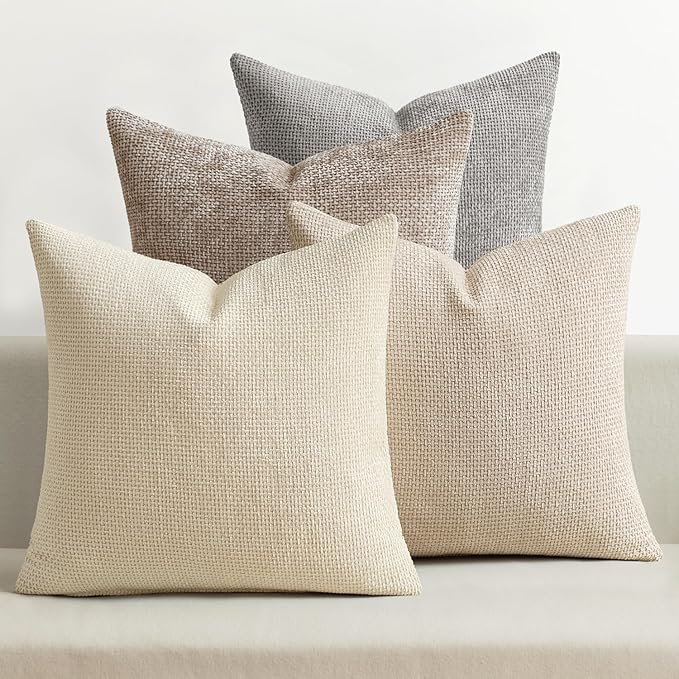 MIULEE Pack of 4 Couch Throw Pillow Covers 20x20 Inch Neutral Beige/Brown Soft by MIULEE