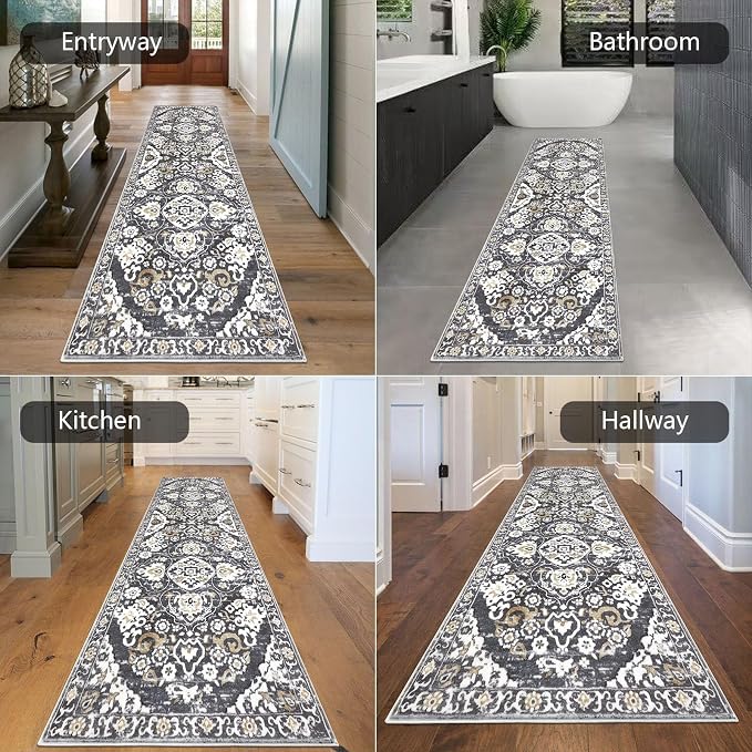 HEBE Hallway Runner Rug 2'8''x8' Washable Vintage Distressed Area Rugs Non Slip - Image 5