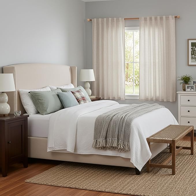 MYSKY HOME Natural Linen Sheer Curtains 63 Inch Length - Image 8