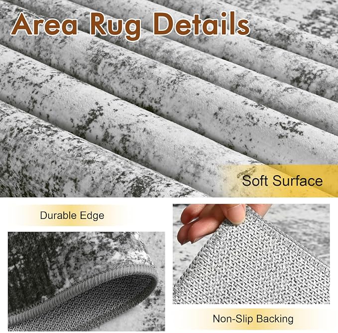 4x6 Ft Area Rugs for Living Room, Soft Non-Slip Washable Rugs Modern Abstract - Image 5