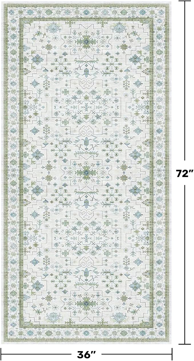 Hazo Haus Blue and Green Washable Rugs 3x6 - Image 2
