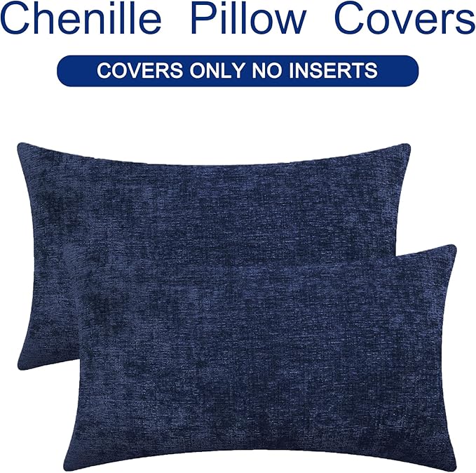 CaliTime Throw Pillow Covers Decorative 12 X 20 Inches Pack of 2 Cozy Chenille - Image 6