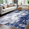 KOZYFLY Modern Abstract Area Rugs 5x7 Navy Blue Machine Washable Thin Rug by KOZYFLY