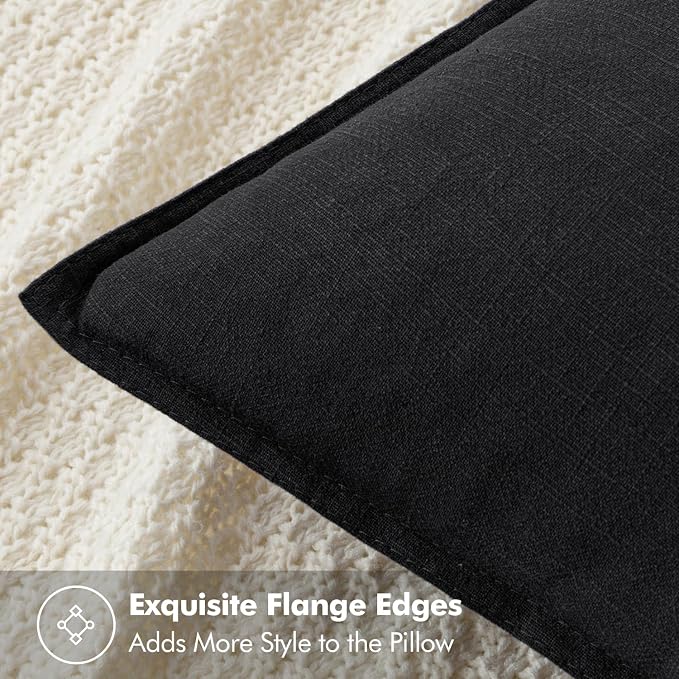 MIULEE Decorative Linen Pillow Covers 18x18 Inch Black ​Boho Farmhouse​ - Image 2