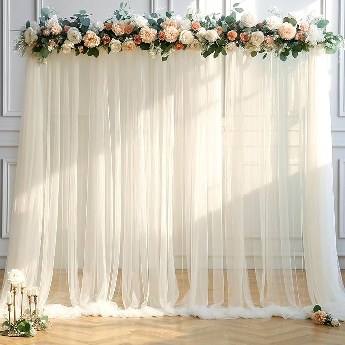 10ft x 12ft Champagne Tulle Backdrop Curtain - Image 4