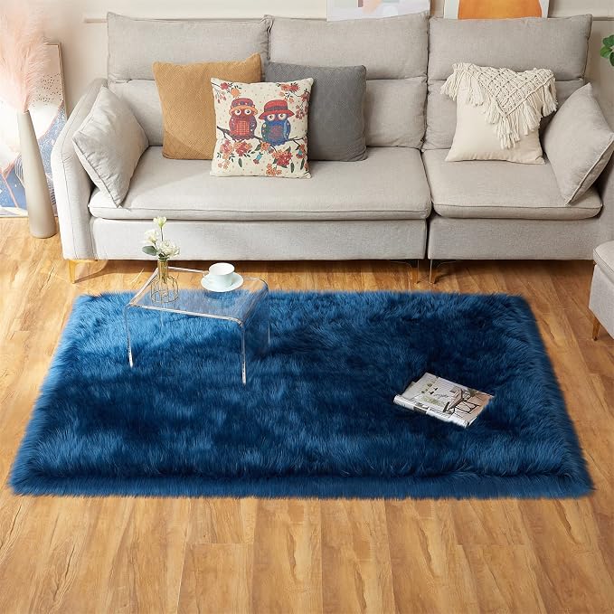 EasyJoy Ultra Soft Fluffy Shaggy Area Rug Faux Fur Rug Chair Cover Seat Pad - Image 4