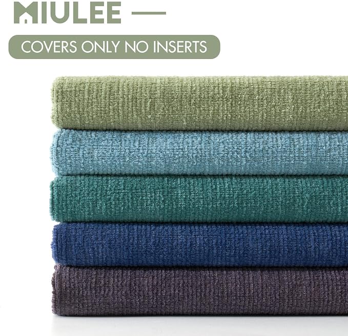 MIULEE Teal Chenille Couch Throw Pillow Covers, 18x18 | Set of 2, Soft Coastal - Image 6