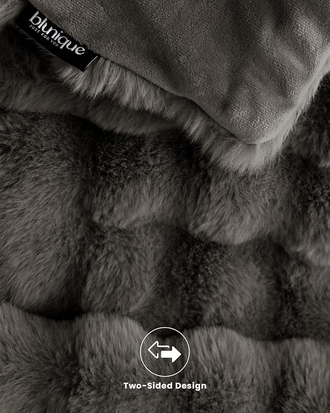 Ultra Soft Cozy Faux Fur Throw Blanket, Fuzzy Plush Thick Bubble Blanket - Image 8