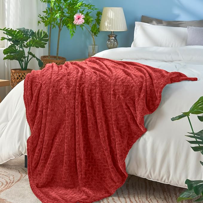 inhand Fleece Twin Blanket for Bed Ruby red Throw Blanket for Couch Super Soft - Image 7
