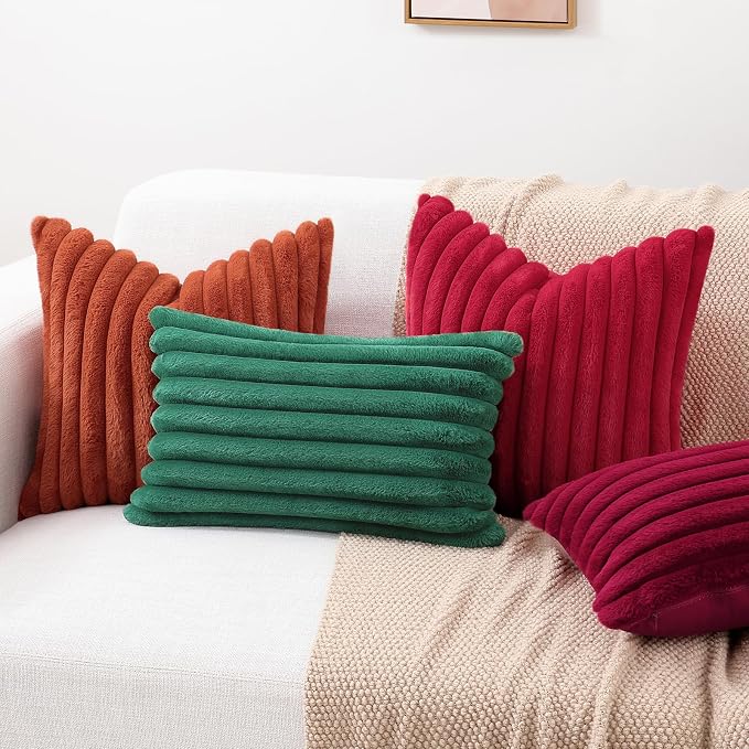 decorUhome Cozy Faux Fur Throw Pillow Covers 26x26 Set of 2 Decorative Soft - Image 7