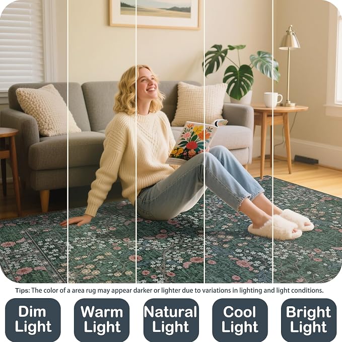 4x6 Area Rug for Bedroom Beside Rug, Laundry Room, Washable Non-Slip Low Pile - Image 4