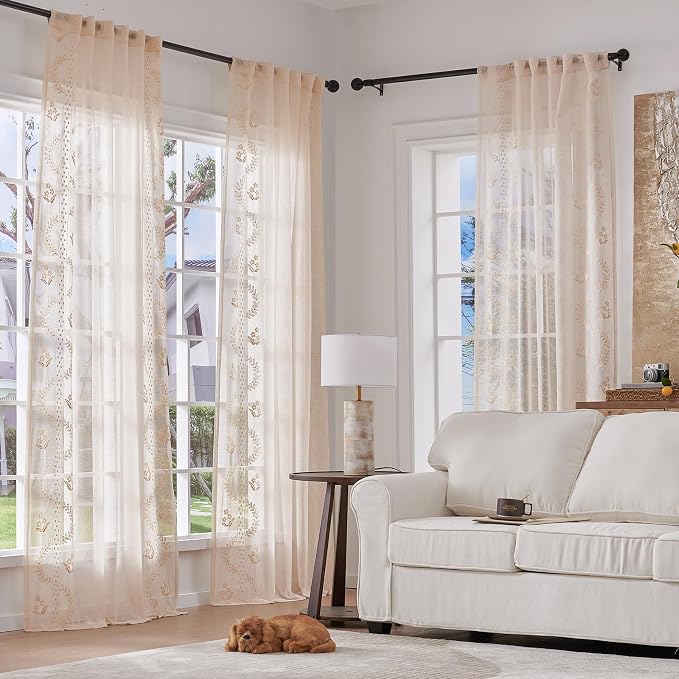 jinchan Belrose Linen Sheer Curtains - Image 2