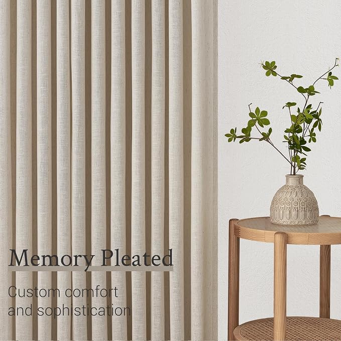 102 Inches Long Oatmeal Colored Pinch Pleat Sheer Curtains - Image 4