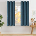 NICETOWN Short Faux Linen Stone Blue Blackout Curtains 63 inches Long by NICETOWN