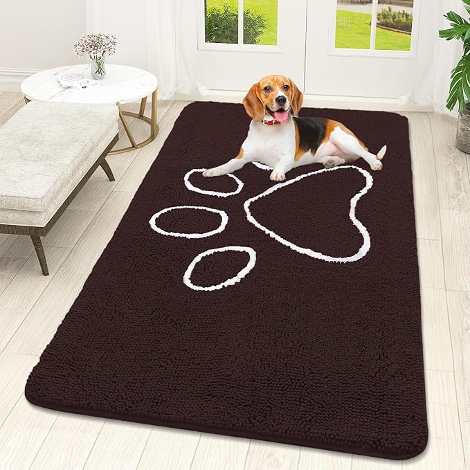 OLANLY Dog Door Mat for Muddy Paws 59x32, Paw Print Design, Absorbs Moisture by OLANLY