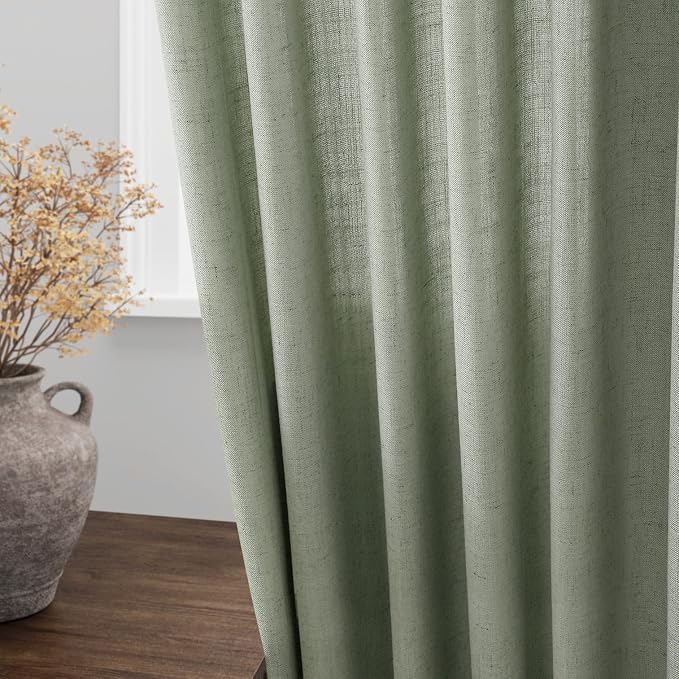 Nanspring Desert Sage Linen Curtains 84 Inch Length 2 Panels Set - Image 4