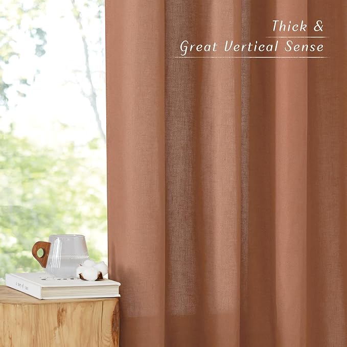 NICETOWN Caramel Short Linen Curtains - Image 2