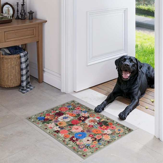 Area rugs 24x17 Inch Home Decor Entry Rug Green, Small Door Mat Bath Mats - Image 6