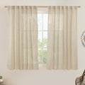 LAMIT Semi Sheer Linen Curtains 45 Inches Long 2 Panels, Light Filtering Panels by LAMIT