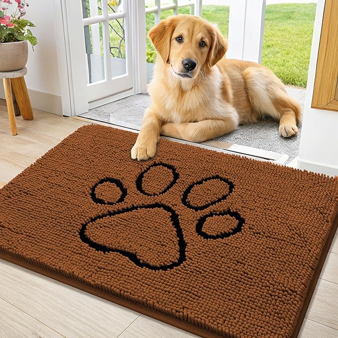 Smiry Dog Door Mat for Muddy Paws, Absorbent Dirt Trapper Non Slip Quick Dry by Smiry
