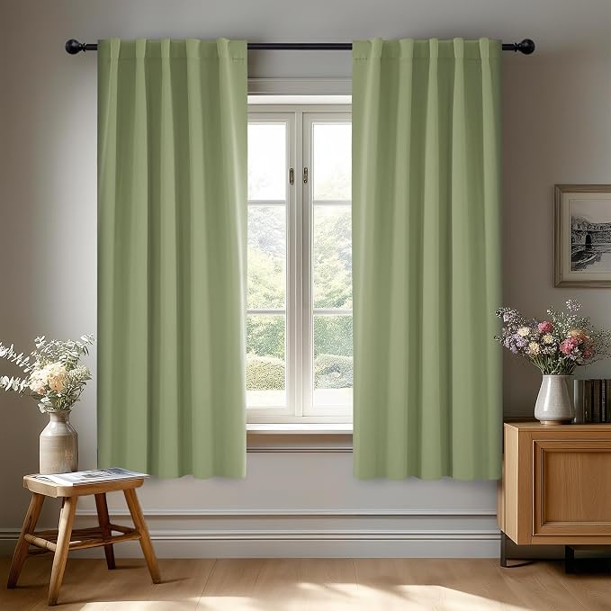 Deconovo Blackout Curtains, Thermal Insulated, W42 x L63 2 Panels, Back Tab by Deconovo