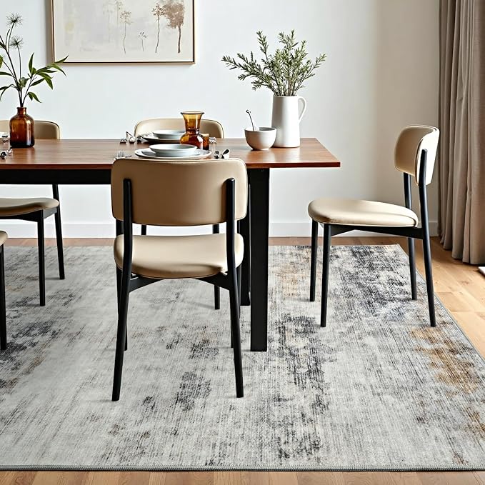 Toneed Abstract Area Rug Modern Washable Rug Soft Non Slip Rug Low Pile - Image 3