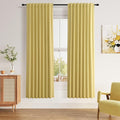 Guken Yellow 100% Blackout Linen Curtains 72 Inch Length 2 Panels Set by Guken