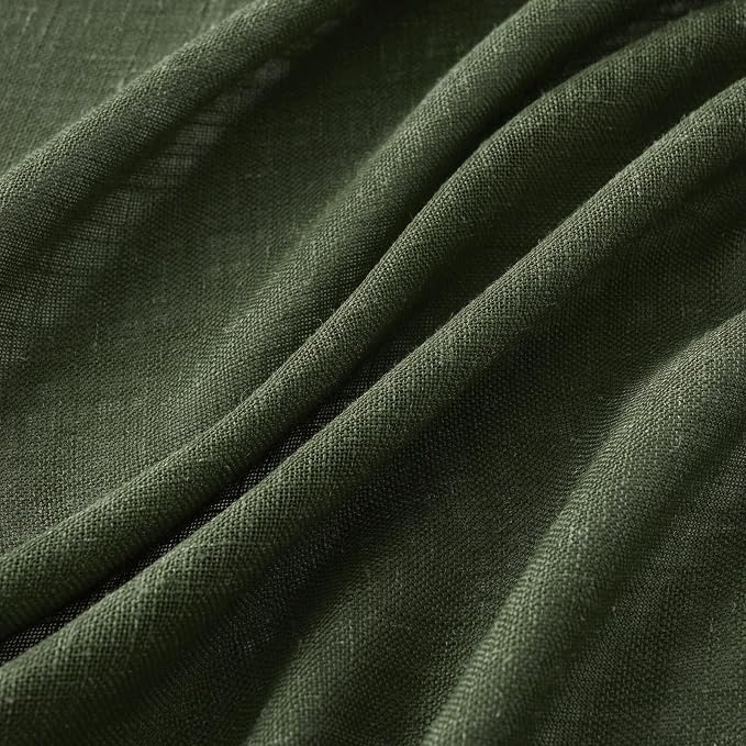 MIULEE Olive Green Linen Curtains 72 Inch Length 2 Panels - Image 4