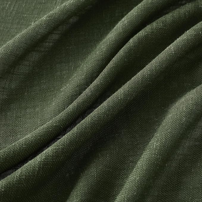 MIULEE Olive Green Linen Curtains 102 Inch Length 2 Panels - Image 4