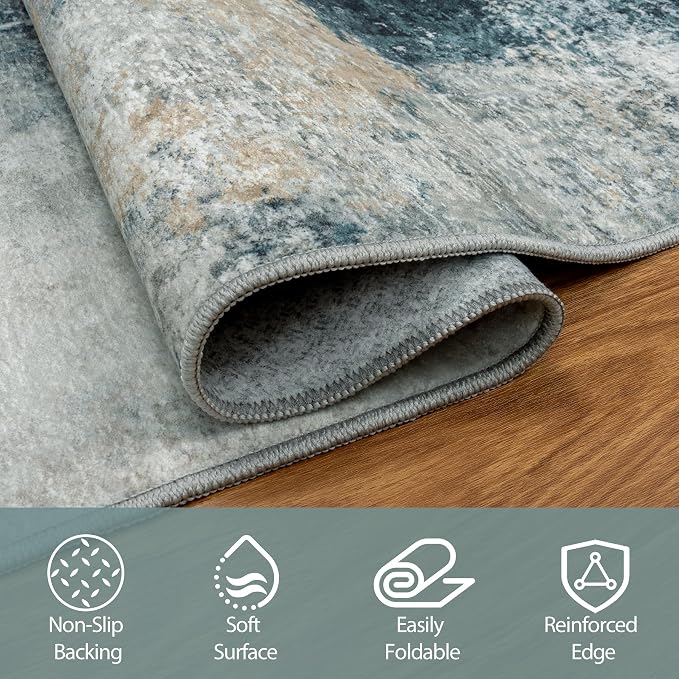 5x7 Area Rugs for Living Room Rug Washable: Abstract Rug for Dining Room - Image 4