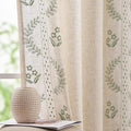 jinchan Belrose Linen Curtains for Bedroom Floral Curtains 90 Inch Length Linen by JINCHAN