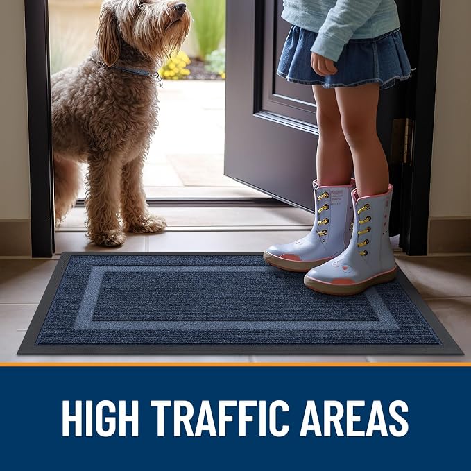 OLANLY Front Door Mat Outside 59x34, All-Season Heavy-Duty Rubber Doormat | Blue - Image 7