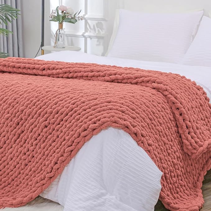 Bigacogo Chunky Knit Throw Blanket by Bigacogo