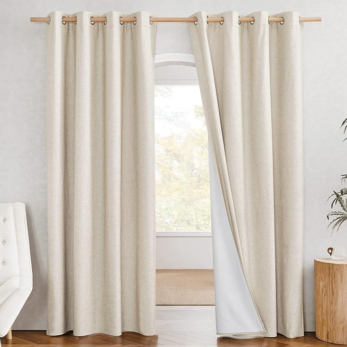 NICETOWN 100% Absolutely Blackout Linen Curtains - Image 2
